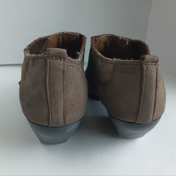 Zodiac Womens 7 Suede Ankle Boot Bootie Brown Leather Pointed Toe Western Stitch - Picture 7 of 10